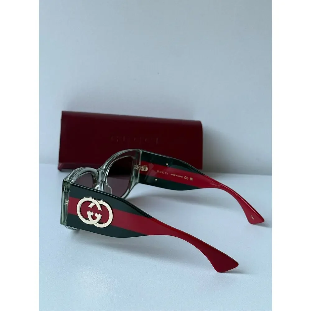 NEW Gucci GG2115S Transparent Green Striped Sunglasses $480